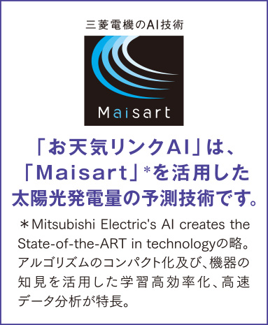 「お天気リンクAI」は、「Maisart」を活用した太陽光発電量の予測技術です。