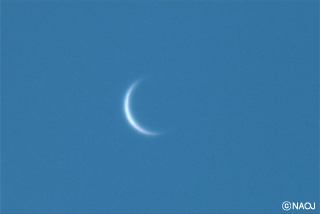 内合直後の金星：2009年4月2日 11時40分（JST）、50cm社会教育用公開望遠鏡（国立天文台三鷹）で撮影（提供：国立天文台）