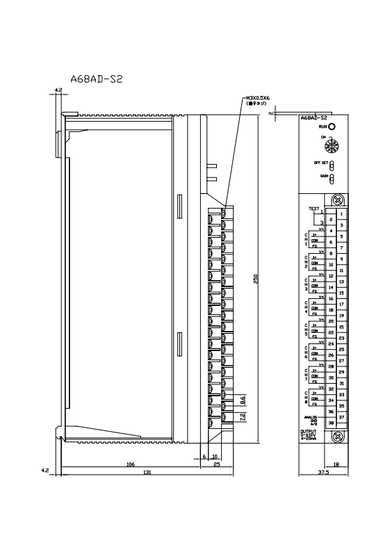 A68AD-S2 ダウンロード(外形図・CAD) MELSEC-A シーケンサ MELSEC 仕様
