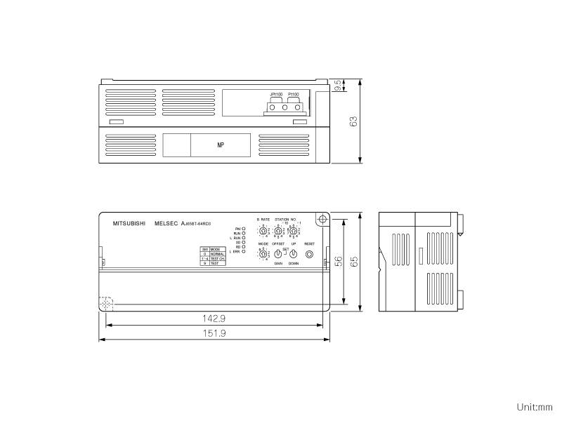 AJ65BT-64RD3 ダウンロード(外形図・CAD) 仕様から探す｜三菱電機 FA