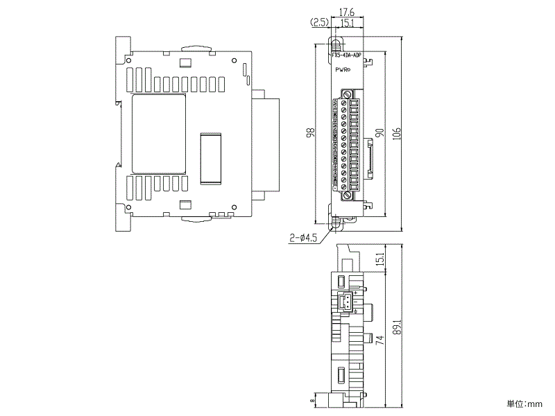 FX5-4DA-ADP ダウンロード(外形図・CAD) シーケンサ MELSEC シーケンサ