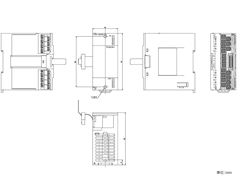 FX5-16ER/ES ダウンロード(外形図・CAD) MELSEC iQ-F シーケンサ