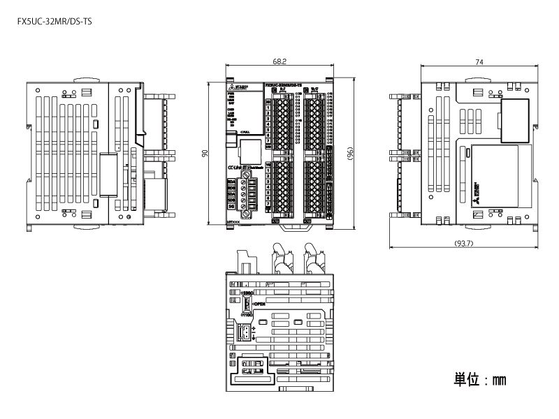 FX5UC-32MR/DS-TS ダウンロード(外形図・CAD) MELSEC iQ-F シーケンサ 