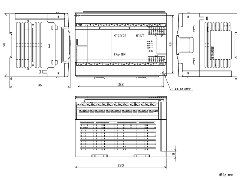 FX3G-40MT/ESS ダウンロード(外形図・CAD) MELSEC-F シーケンサ MELSEC