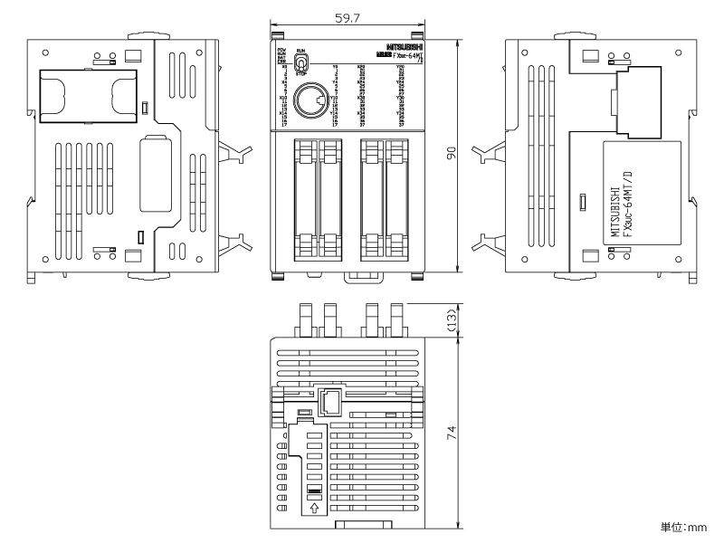 FX3UC-64MT/D ダウンロード(外形図・CAD) シーケンサ MELSEC