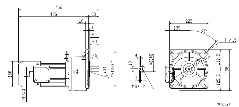 GM-SPFB 0.75kW 1/100 仕様 ギヤードモータ 仕様から探す｜三菱電機 FA