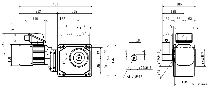 三菱電機 GM-SHYPFB-RR 0.75kW 1/200 200V ギアードモータ (三相