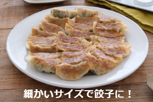 細かいサイズで餃子に！